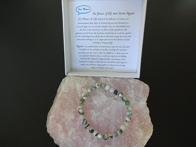 Dames armband Boom Agaat met flower of life kraal