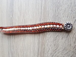 Dames armband met natuurstenen Red Veined White Onyx & Carneool