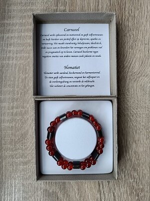 Dames armband Carneool & Hematiet
