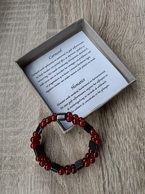 Dames armband Carneool & Hematiet