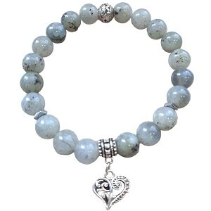 Labradoriet natuursteen armband met bedel hart