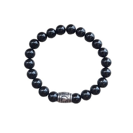 Zwarte Toermalijn natuurstenen armband met basic kraal