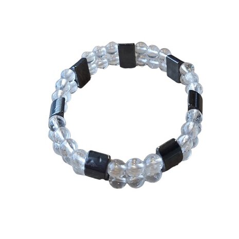 Bergkristal met Hematiet natuurstenen armband
