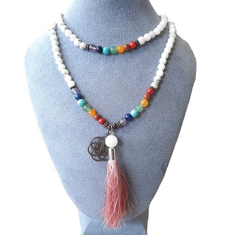 Witte agaat Mala ketting