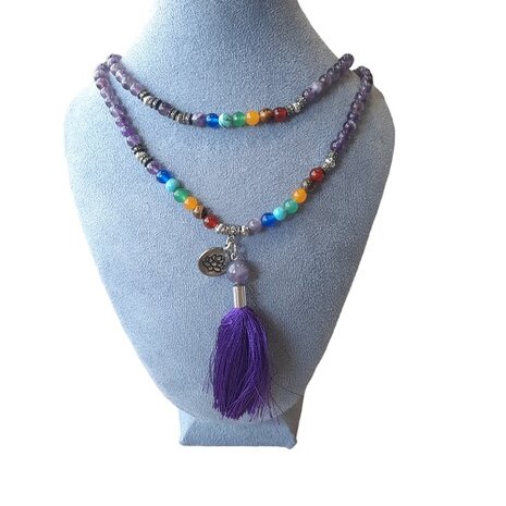 Mala ketting met natuursteen Amethist