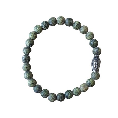 Matte Zo&iuml;siet heren armband met Boeddha kraal