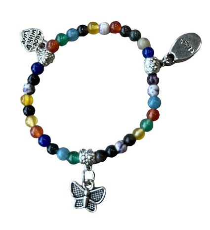 Agaat kinderarmband met bedels