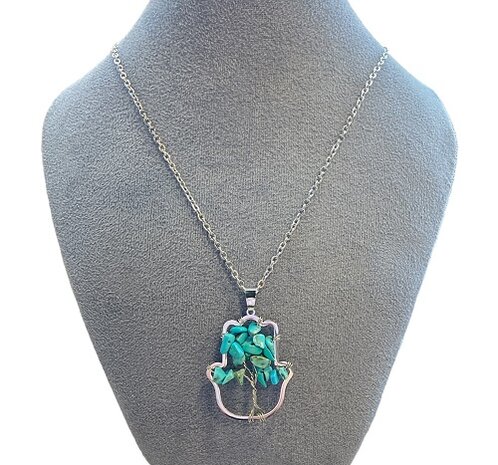 Ketting Hamsa hand met Turquoise