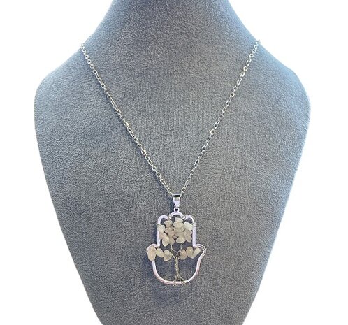 Ketting Hamsa hand met Rozenkwarts