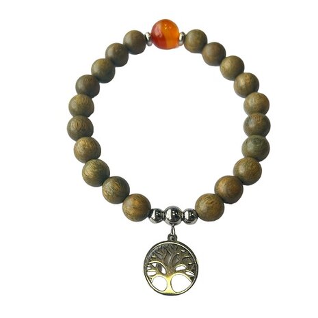 Sandalwood met Agaat en Tree of Life bedel
