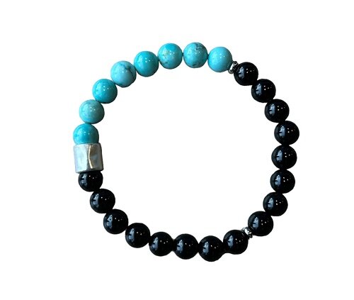 Heren armband met natuursteen Onyx en Turquoise