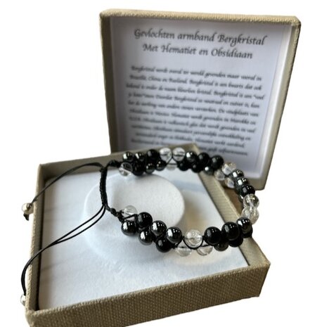 Gevlochten armband met natuursteen
