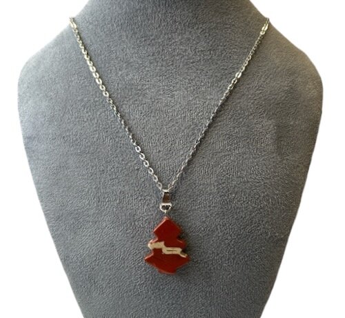 Ketting met kerstboom van rode Jaspis