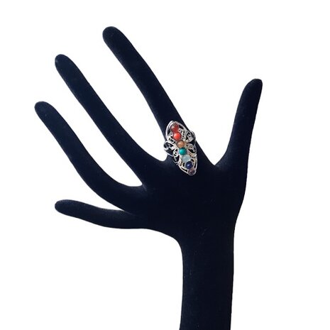 Dames ring Chakra met natuursteen kralen