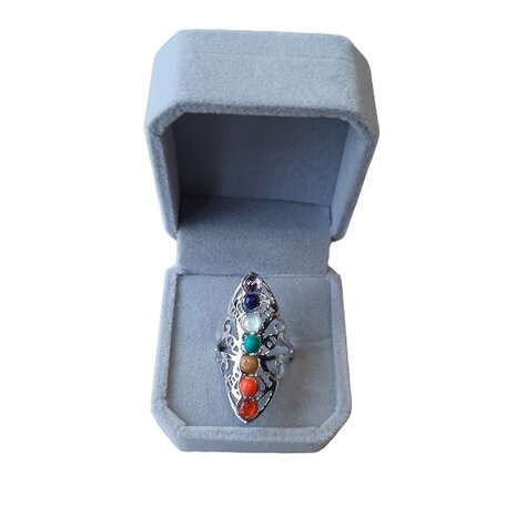 Dames ring Chakra met natuursteen kralen