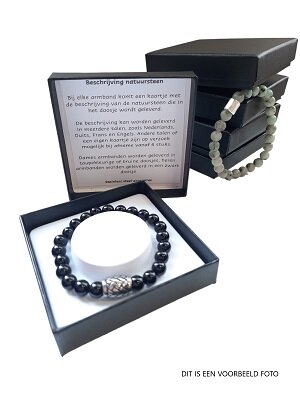 Herenarmband Aventurijn en Carneool 8 mm met vlecht kraal