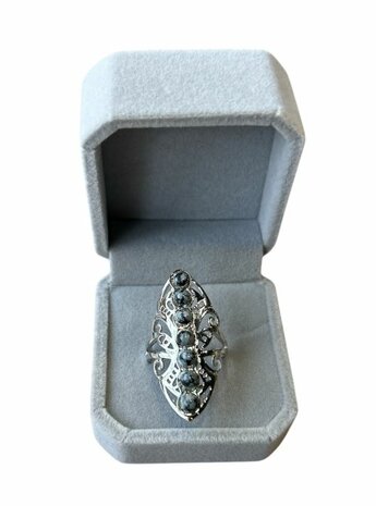 Dames ring Sneeuwvlok Obsidiaan