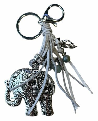 Olifant sleutelhanger met natuursteentjes