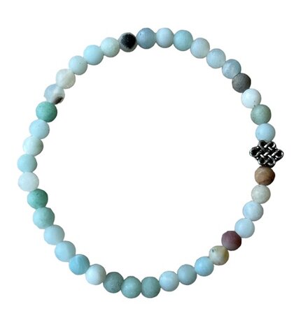 Armband Amazoniet met oneindige geluksknoop