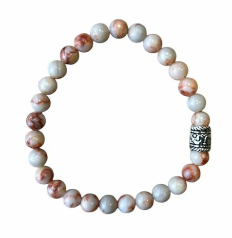 Red Veined White Onyx met basic kraal