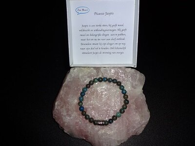Dames armband blauwe Picasso Jaspis met basic kraal