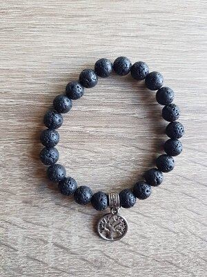 Dames armband Lavasteen met tree of life bedel