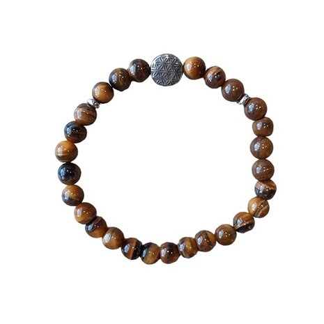 Tijgeroog met Flower of Life kraal