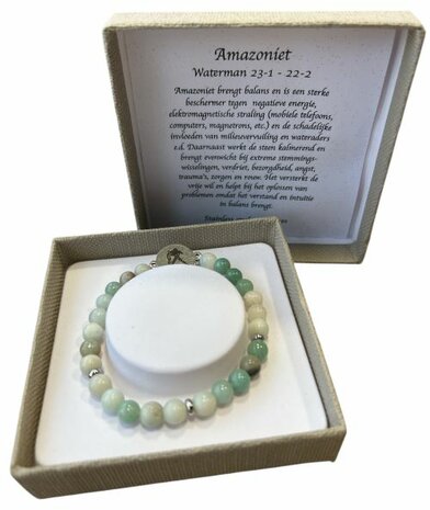 Dames armband Amazoniet 6 mm met sterrenbeeld Waterman 