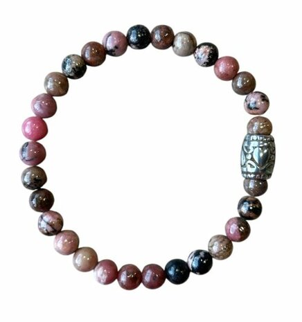 Rhodoniet natuurstenen armband