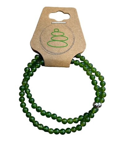 Set van twee dames armbanden groene Agaat 4mm