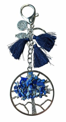 Tassen/sleutel hanger Levensboom met Lapis Lazuli