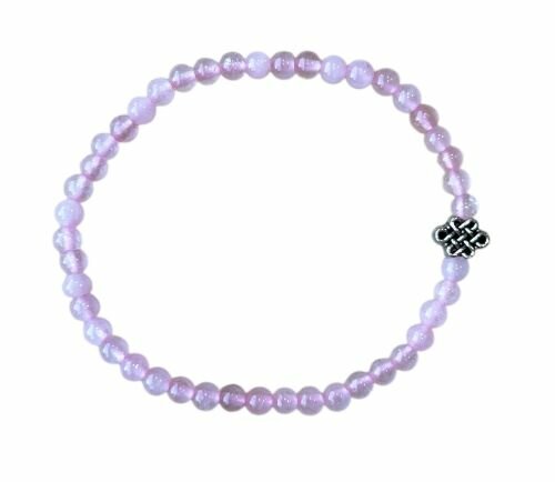 Rozenkwarts armband met oneindige geluksknoop