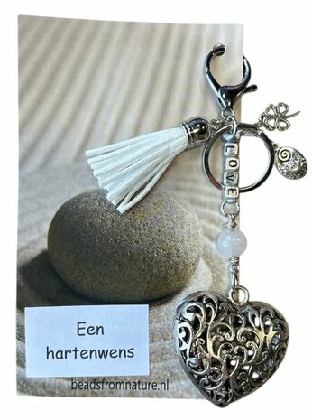 Sleutelhanger liefde met witte Jade
