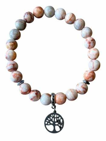 Red Veined white Onyx natuurstenen armband