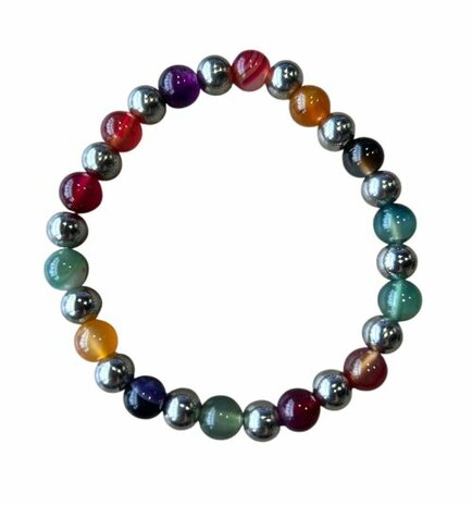 Heren armband met een mix van natuurstenen