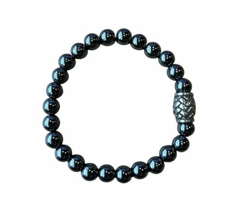 Hematiet heren armband met vlecht kraal