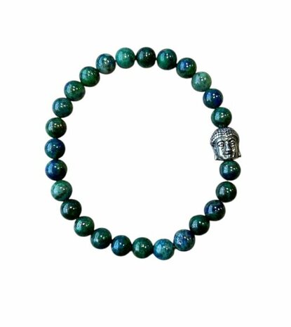 Azuriet Malachiet dames armband met Boeddha kraal