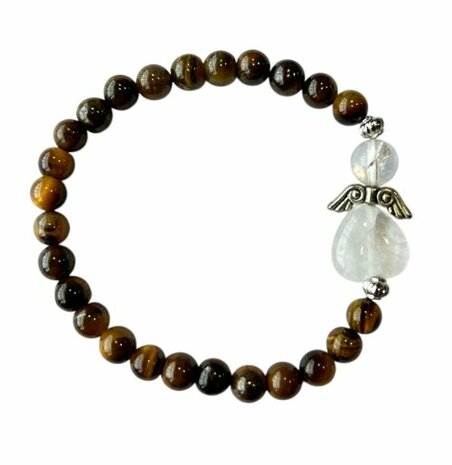 Armband Tijgeroog met beschermengel