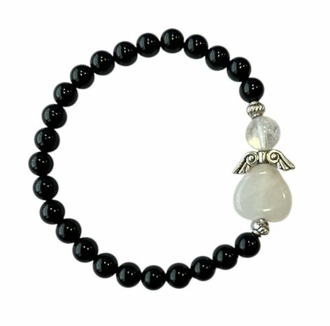 Onyx armband met beschermengel